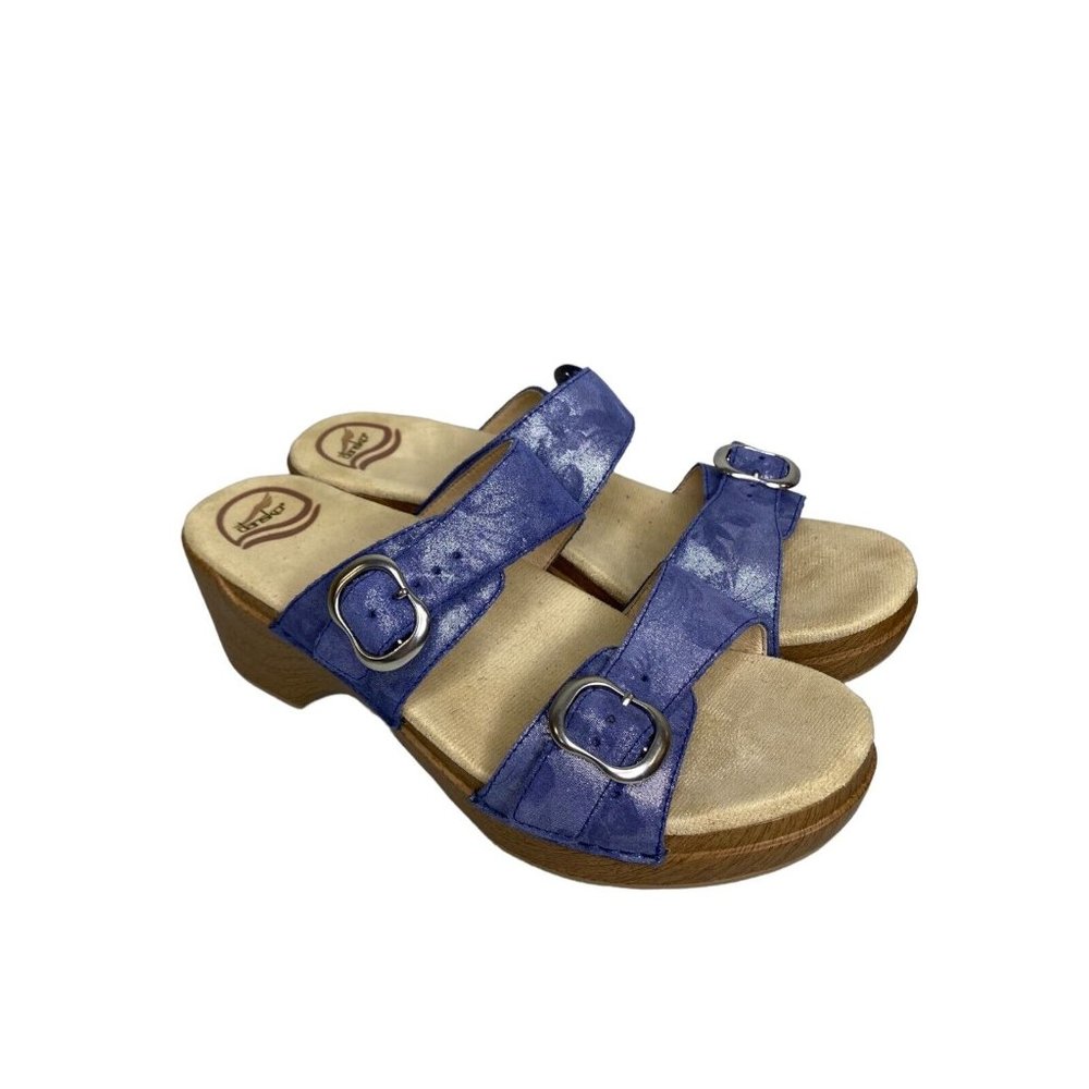 Dansko Women Sandals Sophie Shimmer Blue Platform Size 9 fits like a 8.5